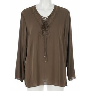 Bianca Boho Tunic Top Women US Size 18 Brown Long Sleeve Minimalist Lagenlook
